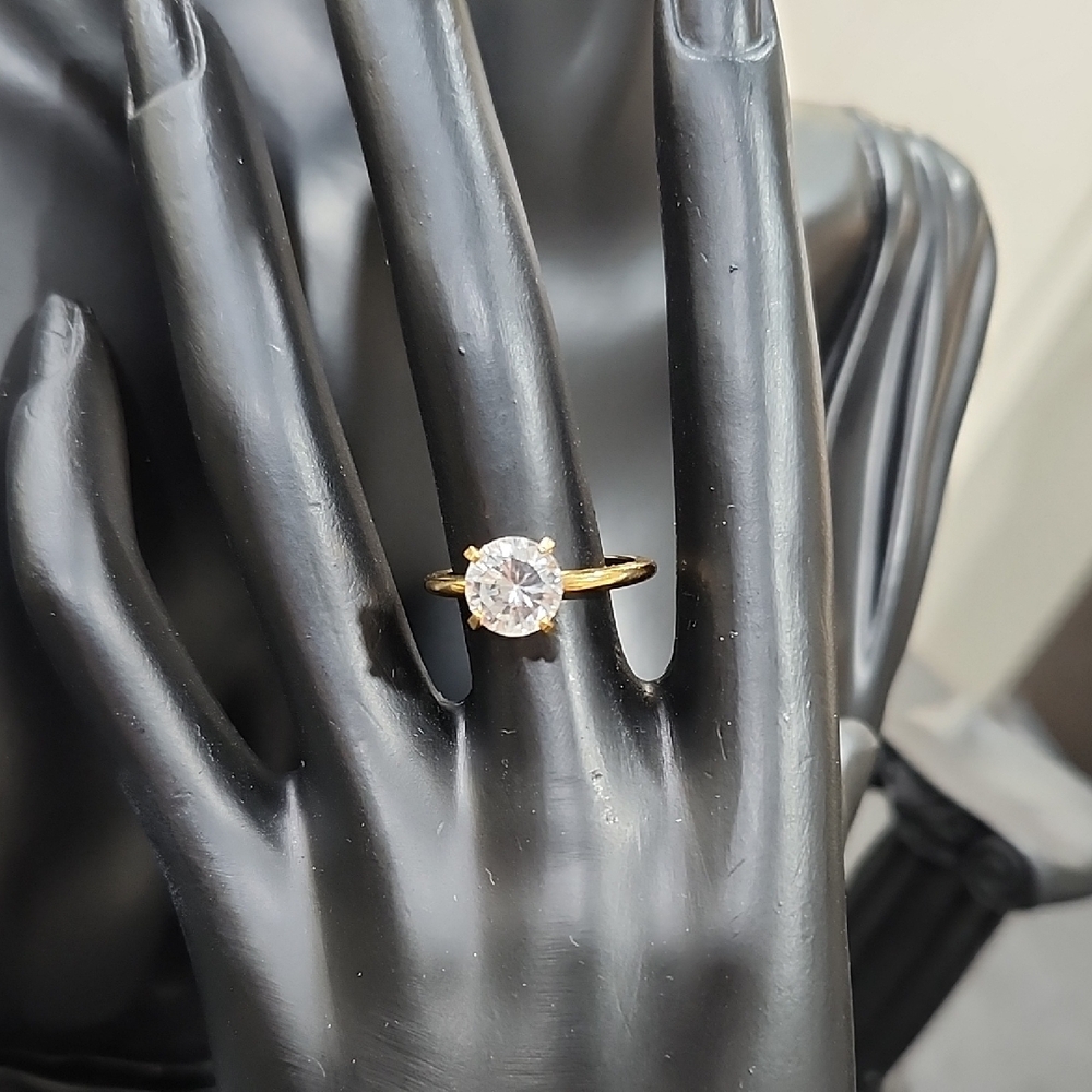 VINTAGE GOLD-TONE and FAUX DIAMOND RING